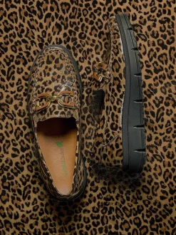 Waldläufer – Loafer aus geprägtem Leder in Leoprint