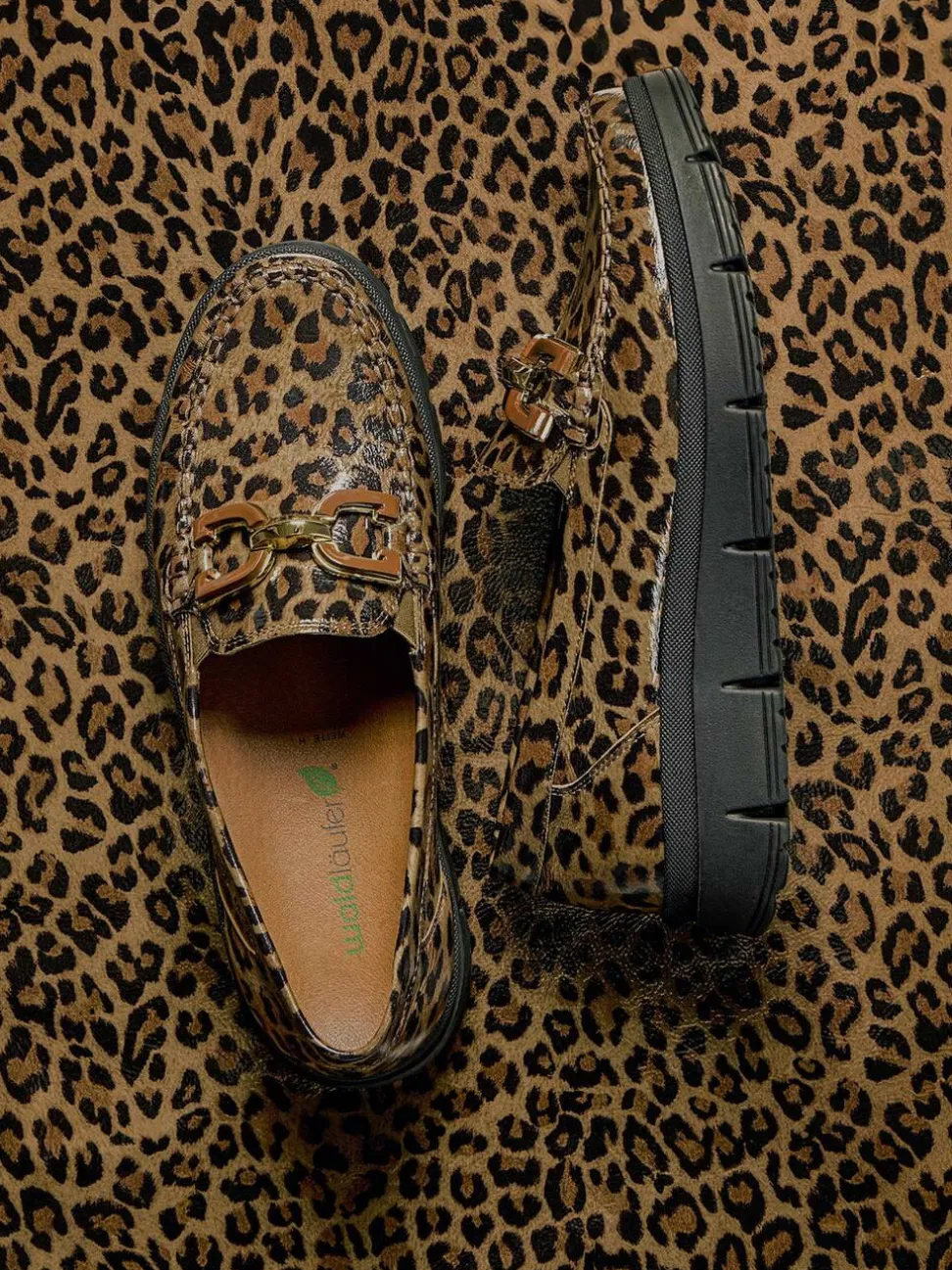 Waldläufer – Loafer aus geprägtem Leder in Leoprint