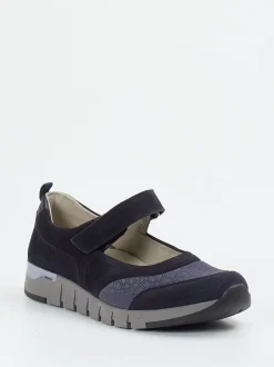 Waldläufer – Mary Jane Sneaker aus Veloursleder Dunkelblau