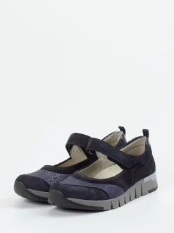 Waldläufer – Mary Jane Sneaker aus Veloursleder Dunkelblau