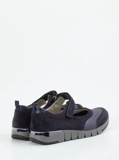 Waldläufer – Mary Jane Sneaker aus Veloursleder Dunkelblau