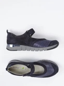 Waldläufer – Mary Jane Sneaker aus Veloursleder Dunkelblau