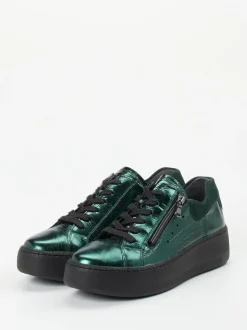 Waldläufer – Plateau-Sneaker aus Metallicleder grün