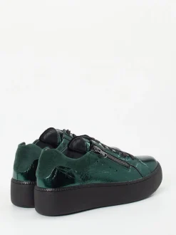 Waldläufer – Plateau-Sneaker aus Metallicleder grün
