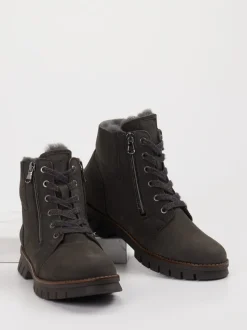 Waldläufer – Schnürboots aus Leder in Anthrazitgrau