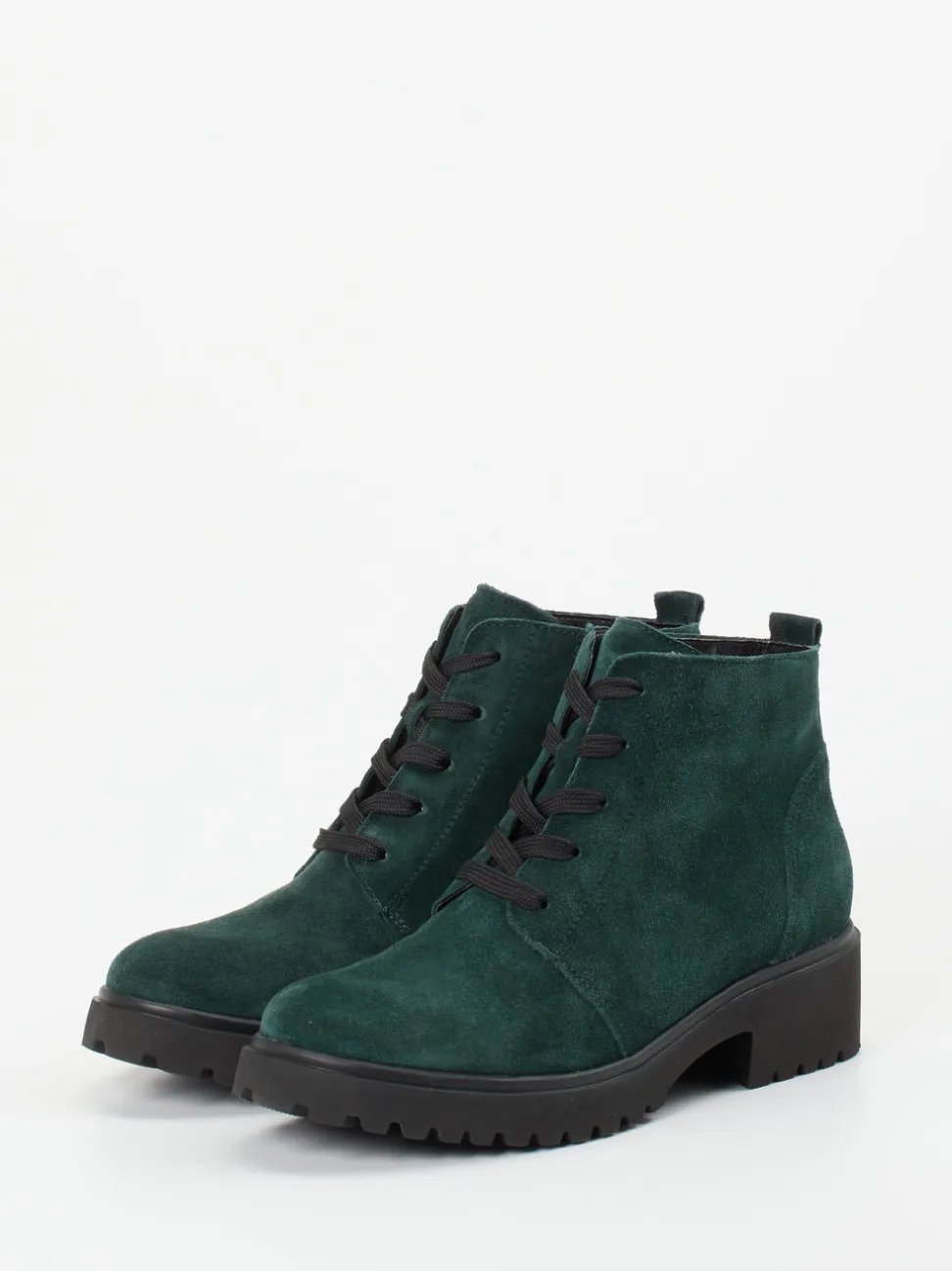 Waldläufer – Schnürboots aus Veloursleder tannengrün