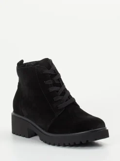 Waldläufer – Schnürboots aus Veloursleder Schwarz