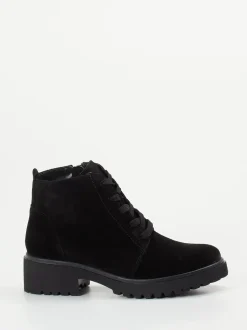 Waldläufer – Schnürboots aus Veloursleder Schwarz