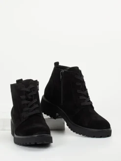 Waldläufer – Schnürboots aus Veloursleder Schwarz