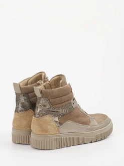 Waldläufer – Schnürboots aus Veloursleder taupe