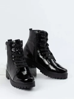 Waldläufer – Schnürboots aus Lackleder schwarz