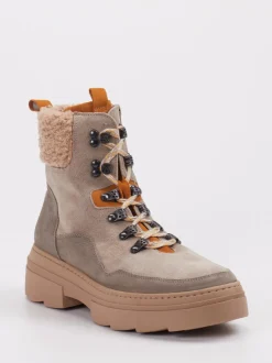 Waldläufer – Schnürboots aus Veloursleder beige