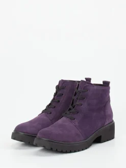 Waldläufer – Schnürboots aus Veloursleder Pflaume