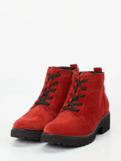 Waldläufer – Schnürboots aus Veloursleder in Rot