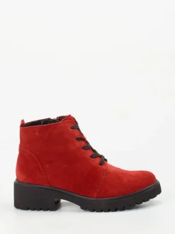 Waldläufer – Schnürboots aus Veloursleder in Rot