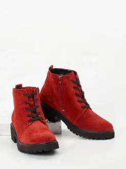 Waldläufer – Schnürboots aus Veloursleder in Rot