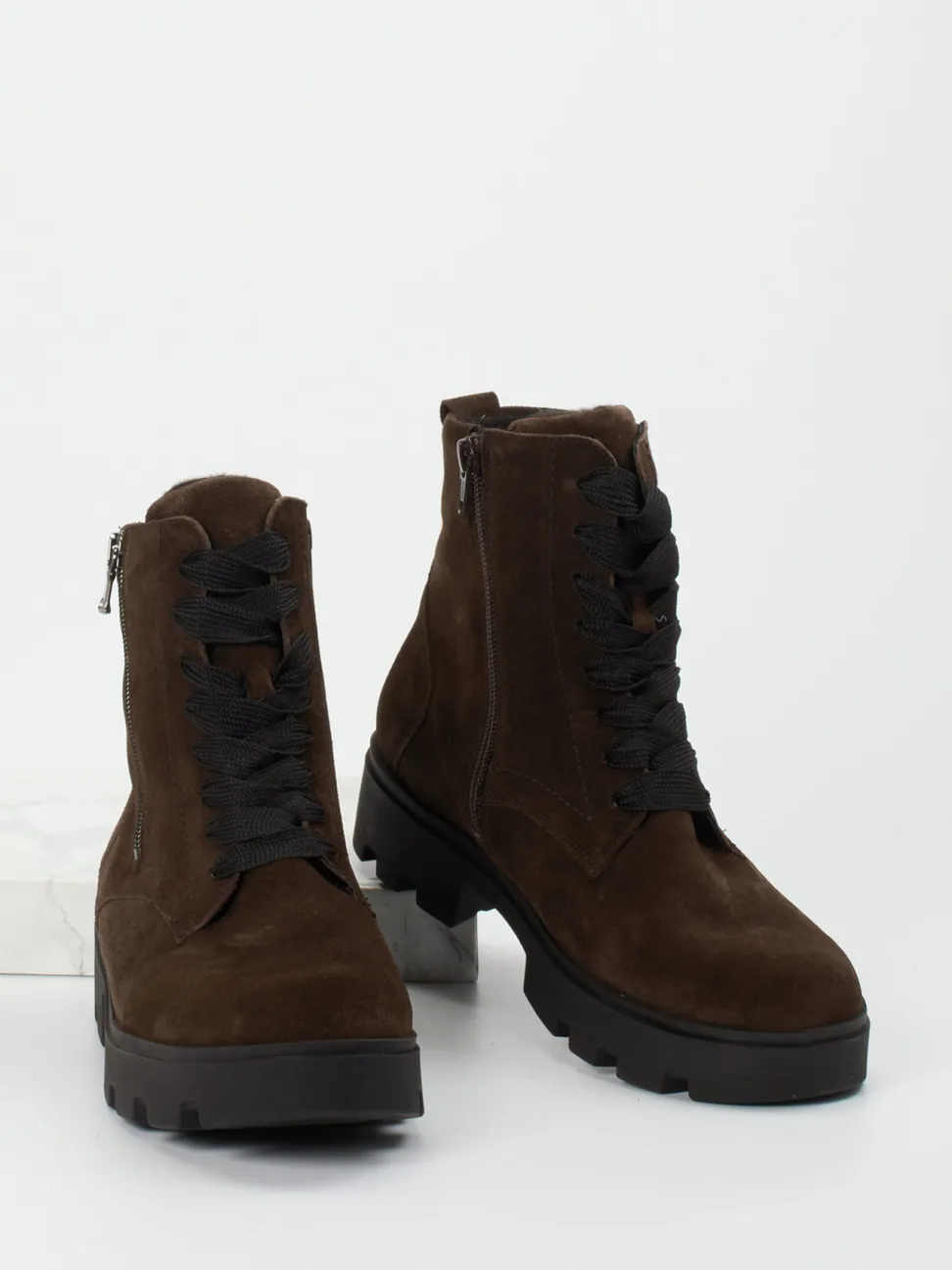 Waldläufer – Schnürstiefelette aus Veloursleder braun