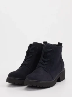 Waldläufer – Schnürstiefeletten aus Veloursleder blau
