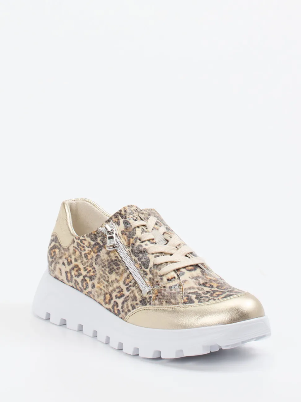 Waldläufer – Sneaker aus geprägtem Leder in Beige