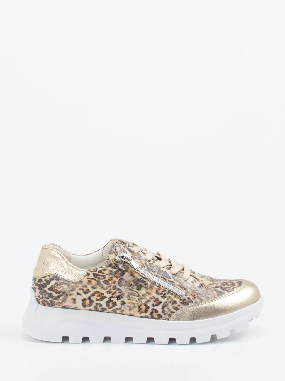 Waldläufer – Sneaker aus geprägtem Leder in Beige