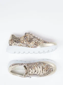 Waldläufer – Sneaker aus geprägtem Leder in Beige