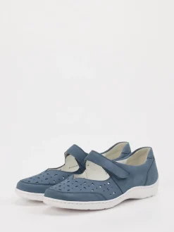 Waldläufer – Spangenpumps aus Leder jeansblau