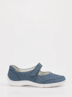 Waldläufer – Spangenpumps aus Leder jeansblau