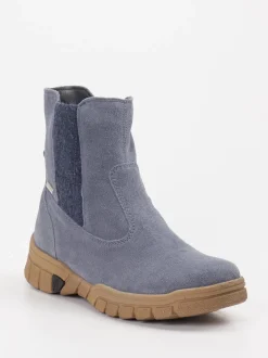 Waldläufer – Stiefelette aus Veloursleder blaugrau