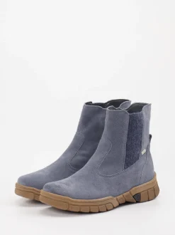 Waldläufer – Stiefelette aus Veloursleder blaugrau