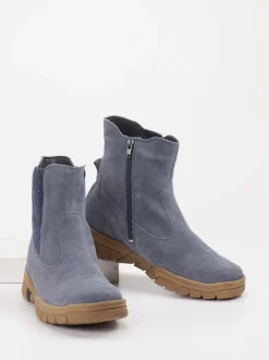 Waldläufer – Stiefelette aus Veloursleder blaugrau