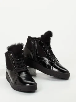 Waldläufer – Stiefeletten aus Lackleder Schwarz