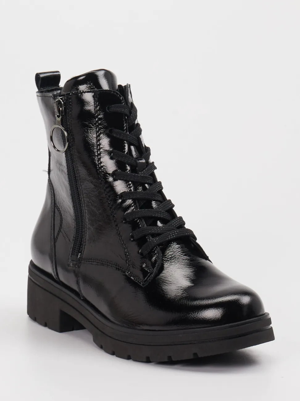 Waldläufer – Stiefeletten aus Lackleder Schwarz