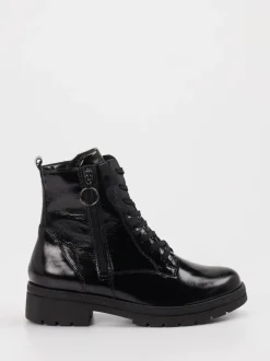 Waldläufer – Stiefeletten aus Lackleder Schwarz
