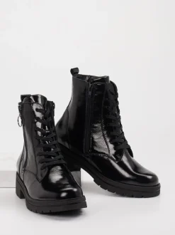 Waldläufer – Stiefeletten aus Lackleder Schwarz