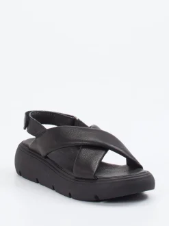 Werner – Plateau-Sandalen aus Kalbleder schwarz