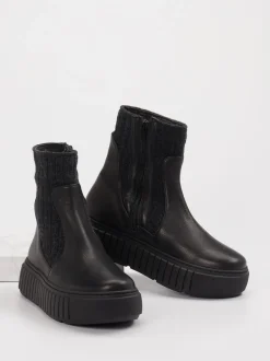 Werner – Plateau-Stiefelette aus Leder Schwarz