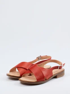 Werner – Slingback-Sandalen aus Kalbleder ziegelrot