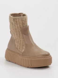 Werner – Stiefeletten aus Leder mit Strickdetail