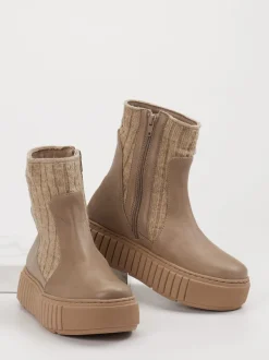 Werner – Stiefeletten aus Leder mit Strickdetail