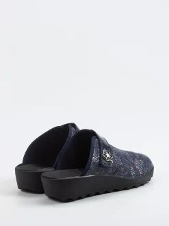 Westland – Hausschuh-Clog aus Textil in Dunkelblau