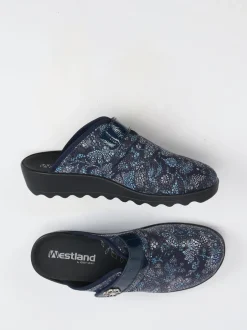 Westland – Hausschuh-Clog aus Textil in Dunkelblau