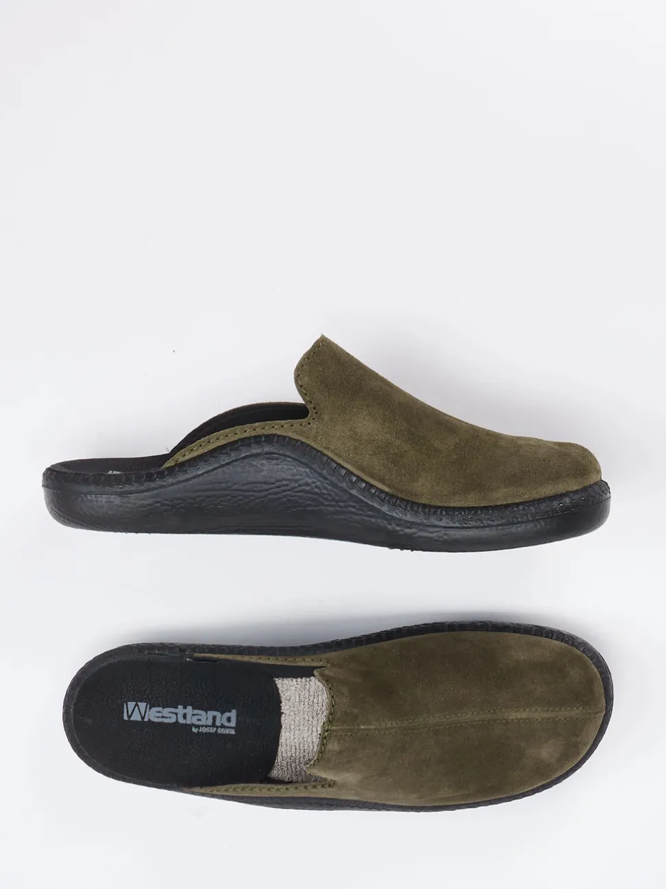 Westland – Pantolette aus Veloursleder Olivgrün