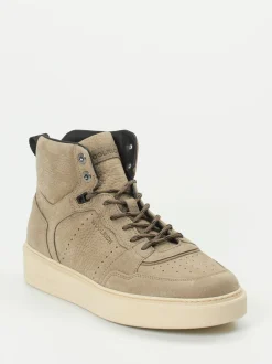 Woolrich – High-Top Sneaker aus Nubukleder Sandbeige