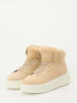 Woolrich – High-Top Sneaker aus Veloursleder beige