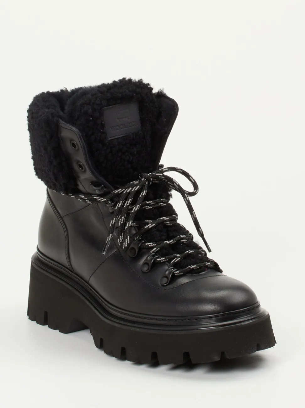 Woolrich – Schnürboots aus Kalbleder schwarz