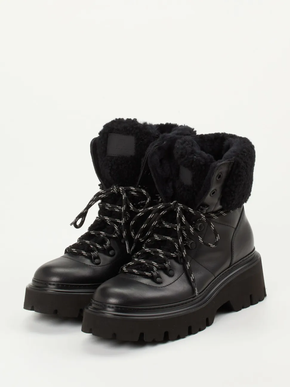 Woolrich – Schnürboots aus Kalbleder schwarz