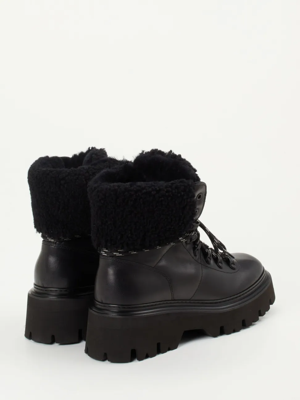 Woolrich – Schnürboots aus Kalbleder schwarz