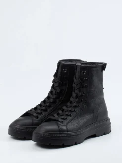 Woolrich – Schnürboots aus Kalbleder Schwarz