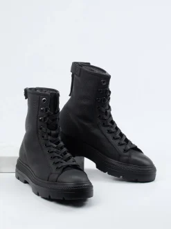Woolrich – Schnürboots aus Kalbleder Schwarz