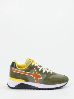 W6YZ – Retro-Sneaker aus Veloursleder Olivgrün